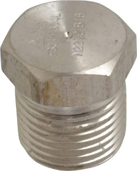 Merit Brass - 1/2" Grade 304/304L Stainless Steel Pipe Hex Head Plug - MNPT End Connections, 3,000 psi - Benchmark Tooling
