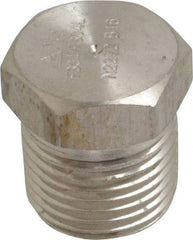Merit Brass - 1/2" Grade 304/304L Stainless Steel Pipe Hex Head Plug - MNPT End Connections, 3,000 psi - Benchmark Tooling