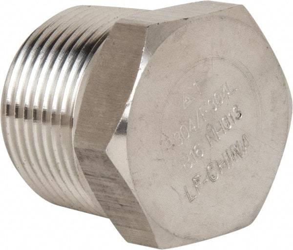Value Collection - 1" Grade 304/304L Stainless Steel Pipe Hex Head Plug - MNPT End Connections, 3,000 psi - Benchmark Tooling