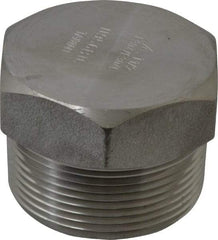 Merit Brass - 1-1/2" Grade 304/304L Stainless Steel Pipe Hex Head Plug - MNPT End Connections, 3,000 psi - Benchmark Tooling
