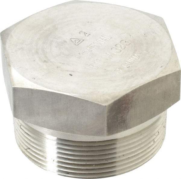 Value Collection - 2" Grade 304/304L Stainless Steel Pipe Hex Head Plug - MNPT End Connections, 3,000 psi - Benchmark Tooling