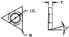 Everede Tool - TDAB07 Grade CS2 Carbide Boring Insert - Uncoated, 60° Triangle, 15° Relief Angle, 5/32" Inscr Circle, 3/64" Thick, 0.007" Corner Radius - Benchmark Tooling