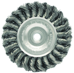 4" Diameter - 3/8-1/2" Arbor Hole - Knot Twist Steel Wire Straight Wheel - Benchmark Tooling