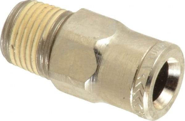 Norgren - 6mm Outside Diam, 1/8 BSPT, Nickel Plated Brass Push-to-Connect Tube Male Connector - 260 Max psi, Tube to Male BSPT Connection, Nitrile O-Ring - Benchmark Tooling