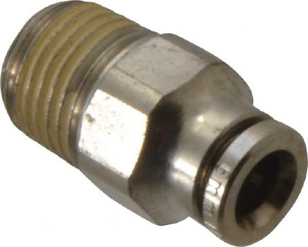 Norgren - 6mm Outside Diam, 1/4 BSPT, Nickel Plated Brass Push-to-Connect Tube Male Connector - 260 Max psi, Tube to Male BSPT Connection, Nitrile O-Ring - Benchmark Tooling
