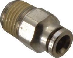 Norgren - 6mm Outside Diam, 1/4 BSPT, Nickel Plated Brass Push-to-Connect Tube Male Connector - 260 Max psi, Tube to Male BSPT Connection, Nitrile O-Ring - Benchmark Tooling