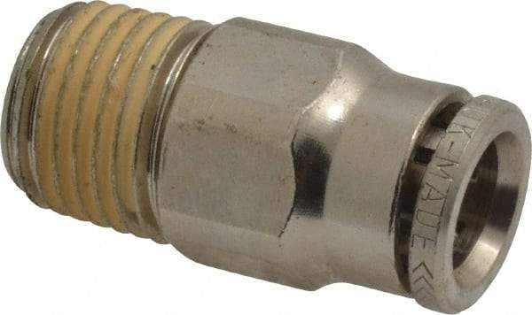 Norgren - 8mm Outside Diam, 1/4 BSPT, Nickel Plated Brass Push-to-Connect Tube Male Connector - 260 Max psi, Tube to Male BSPT Connection, Nitrile O-Ring - Benchmark Tooling
