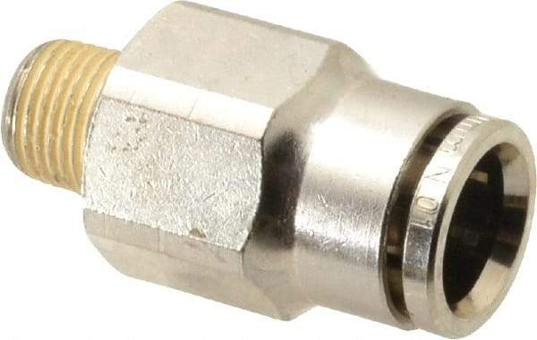 Norgren - 10mm Outside Diam, 1/8 BSPT, Nickel Plated Brass Push-to-Connect Tube Male Connector - 260 Max psi, Tube to Male BSPT Connection, Nitrile O-Ring - Benchmark Tooling