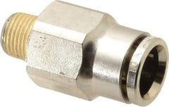 Norgren - 10mm Outside Diam, 1/8 BSPT, Nickel Plated Brass Push-to-Connect Tube Male Connector - 260 Max psi, Tube to Male BSPT Connection, Nitrile O-Ring - Benchmark Tooling