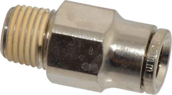 Norgren - 10mm Outside Diam, 1/4 BSPT, Nickel Plated Brass Push-to-Connect Tube Male Connector - 260 Max psi, Tube to Male BSPT Connection, Nitrile O-Ring - Benchmark Tooling