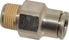 Norgren - 12mm Outside Diam, 3/8 BSPT, Nickel Plated Brass Push-to-Connect Tube Male Connector - 260 Max psi, Tube to Male BSPT Connection, Nitrile O-Ring - Benchmark Tooling