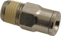 Norgren - 6mm Outside Diam, 1/8 NPTF, Nickel Plated Brass Push-to-Connect Tube Male Connector - 260 Max psi, Tube to Male NPT Connection, Nitrile O-Ring - Benchmark Tooling