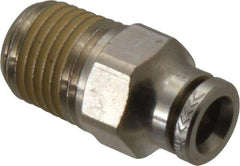 Norgren - 6mm Outside Diam, 1/4 NPTF, Nickel Plated Brass Push-to-Connect Tube Male Connector - 260 Max psi, Tube to Male NPT Connection, Nitrile O-Ring - Benchmark Tooling
