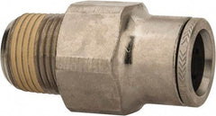 Norgren - 12mm Outside Diam, 3/8 NPTF, Nickel Plated Brass Push-to-Connect Tube Male Connector - 260 Max psi, Tube to Male NPT Connection, Nitrile O-Ring - Benchmark Tooling