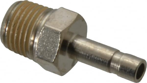 Norgren - 1/4 BSPT Nickel Plated Brass Push-to-Connect Tube Male Stem Connector - 260 Max psi, Stem to Male Connection, Nitrile O-Ring, 0 to 175°F Working Temp - Benchmark Tooling