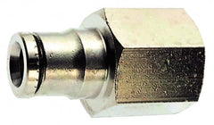 Norgren - 10mm Outside Diam, 1/4 BSPP, Nickel Plated Brass Push-to-Connect Tube Female Connector - 260 Max psi, Tube to Female BSPP Connection, Nitrile O-Ring - Benchmark Tooling