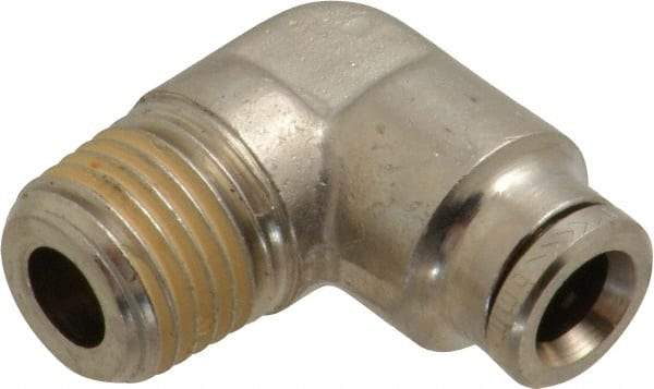 Norgren - 6mm Outside Diam, 1/4 BSPT, Nickel Plated Brass Push-to-Connect Tube Male Elbow - 260 Max psi, Tube to Male BSPT Connection, Nitrile O-Ring - Benchmark Tooling