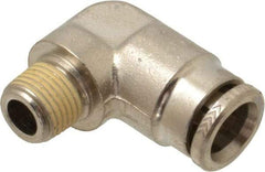 Norgren - 8mm Outside Diam, 1/8 BSPT, Nickel Plated Brass Push-to-Connect Tube Male Elbow - 260 Max psi, Tube to Male BSPT Connection, Nitrile O-Ring - Benchmark Tooling