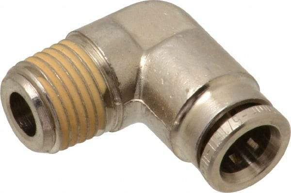 Norgren - 8mm Outside Diam, 1/4 BSPT, Nickel Plated Brass Push-to-Connect Tube Male Elbow - 260 Max psi, Tube to Male BSPT Connection, Nitrile O-Ring - Benchmark Tooling