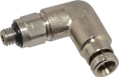 Norgren - 4mm Outside Diam, M5x0.8 Metric, Nickel Plated Brass Push-to-Connect Tube Male Swivel Elbow - 260 Max psi, Tube to Metric Thread Connection, Nitrile O-Ring - Benchmark Tooling