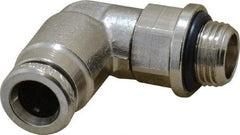 Norgren - 6mm Outside Diam, 1/8 BSPP, Nickel Plated Brass Push-to-Connect Tube Male Swivel Elbow - 260 Max psi, Tube to Male BSPP Connection, Nitrile O-Ring - Benchmark Tooling
