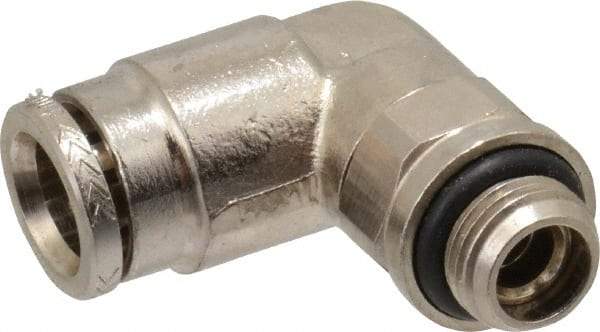 Norgren - 8mm Outside Diam, 1/8 BSPP, Nickel Plated Brass Push-to-Connect Tube Male Swivel Elbow - 260 Max psi, Tube to Male BSPP Connection, Nitrile O-Ring - Benchmark Tooling