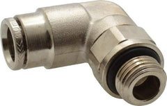 Norgren - 10mm Outside Diam, 1/4 BSPP, Nickel Plated Brass Push-to-Connect Tube Male Swivel Elbow - 260 Max psi, Tube to Male BSPP Connection, Nitrile O-Ring - Benchmark Tooling