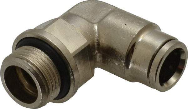 Norgren - 10mm Outside Diam, 3/8 BSPP, Nickel Plated Brass Push-to-Connect Tube Male Swivel Elbow - 260 Max psi, Tube to Male BSPP Connection, Nitrile O-Ring - Benchmark Tooling