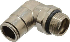 Norgren - 14mm Outside Diam, 1/2 BSPP, Nickel Plated Brass Push-to-Connect Tube Male Swivel Elbow - 260 Max psi, Tube to Male BSPP Connection, Nitrile O-Ring - Benchmark Tooling