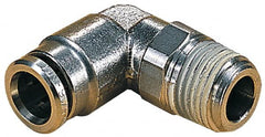 Norgren - 10mm Outside Diam, 1/2 BSPT, Nickel Plated Brass Push-to-Connect Tube Male Swivel Elbow - 260 Max psi, Tube to Male BSPT Connection, Nitrile O-Ring - Benchmark Tooling