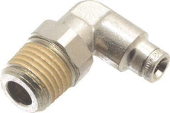 Norgren - 4mm Outside Diam, 1/4 BSPT, Nickel Plated Brass Push-to-Connect Tube Male Swivel Elbow - 260 Max psi, Tube to Male BSPT Connection, Nitrile O-Ring - Benchmark Tooling