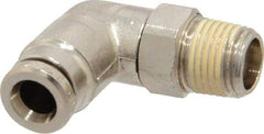 Norgren - 5mm Outside Diam, 1/8 BSPT, Nickel Plated Brass Push-to-Connect Tube Male Swivel Elbow - 260 Max psi, Tube to Male BSPT Connection, Nitrile O-Ring - Benchmark Tooling