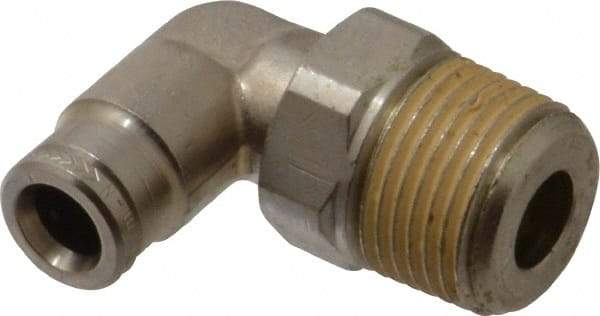 Norgren - 6mm Outside Diam, 3/8 BSPT, Nickel Plated Brass Push-to-Connect Tube Male Swivel Elbow - 260 Max psi, Tube to Male BSPT Connection, Nitrile O-Ring - Benchmark Tooling