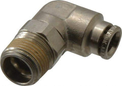 Norgren - 8mm Outside Diam, 3/8 BSPT, Nickel Plated Brass Push-to-Connect Tube Male Swivel Elbow - 260 Max psi, Tube to Male BSPT Connection, Nitrile O-Ring - Benchmark Tooling