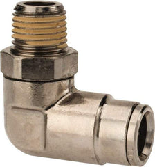 Norgren - 10mm Outside Diam, 1/4 BSPT, Nickel Plated Brass Push-to-Connect Tube Male Swivel Elbow - 260 Max psi, Tube to Male BSPT Connection, Nitrile O-Ring - Benchmark Tooling