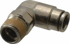 Norgren - 10mm Outside Diam, 3/8 BSPT, Nickel Plated Brass Push-to-Connect Tube Male Swivel Elbow - 260 Max psi, Tube to Male BSPT Connection, Nitrile O-Ring - Benchmark Tooling