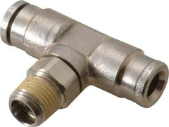 Norgren - 6mm Outside Diam, 1/8 BSPT, Nickel Plated Brass Push-to-Connect Tube Male Swivel Branch Tee - 260 Max psi, Tube to Male BSPT Connection, Nitrile O-Ring - Benchmark Tooling