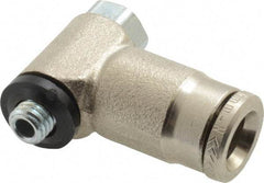 Norgren - 6mm Outside Diam, M5x0.8 Metric, Nickel Plated Brass Push-to-Connect Tube Male Swivel Banjo Elbow - 260 Max psi, Tube to Metric Thread Connection, Nitrile O-Ring - Benchmark Tooling