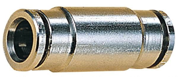Norgren - 12mm Outside Diam, Nickel Plated Brass Push-to-Connect Tube Union - 260 Max psi, Tube to Tube Connection, Nitrile O-Ring - Benchmark Tooling