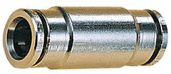Norgren - 12mm Outside Diam, Nickel Plated Brass Push-to-Connect Tube Union - 260 Max psi, Tube to Tube Connection, Nitrile O-Ring - Benchmark Tooling