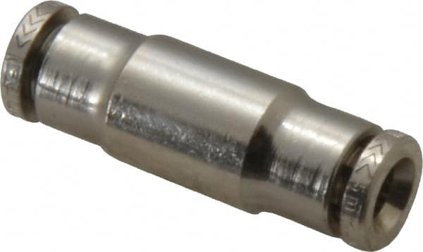 Norgren - 5mm Outside Diam, Nickel Plated Brass Push-to-Connect Tube Union - 260 Max psi, Tube to Tube Connection, Nitrile O-Ring - Benchmark Tooling