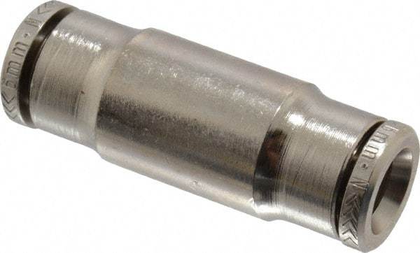 Norgren - 6mm Outside Diam, Nickel Plated Brass Push-to-Connect Tube Union - 260 Max psi, Tube to Tube Connection, Nitrile O-Ring - Benchmark Tooling