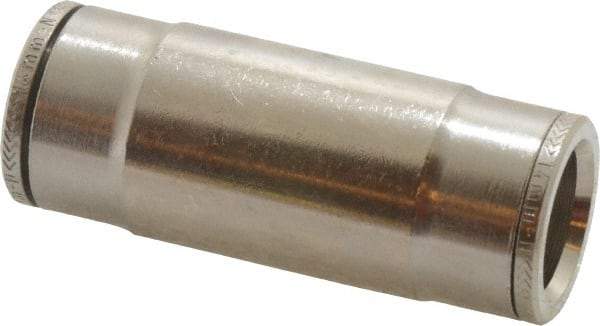 Norgren - 14mm Outside Diam, Nickel Plated Brass Push-to-Connect Tube Union - 260 Max psi, Tube to Tube Connection, Nitrile O-Ring - Benchmark Tooling