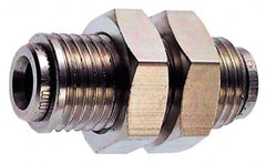 Norgren - 12mm Outside Diam, M24x1.5 Thread, Nickel Plated Brass Push-to-Connect Tube Bulkhead Union - 260 Max psi, Tube to Tube Connection, , Nitrile O-Ring - Benchmark Tooling