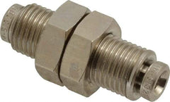 Norgren - 4mm Outside Diam, M10x1.0 Thread, Nickel Plated Brass Push-to-Connect Tube Bulkhead Union - 260 Max psi, Tube to Tube Connection, , Nitrile O-Ring - Benchmark Tooling