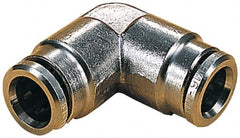 Norgren - 5mm Outside Diam, Nickel Plated Brass Push-to-Connect Tube Union Elbow - 260 Max psi, Tube to Tube Connection, Nitrile O-Ring - Benchmark Tooling