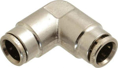 Norgren - 10mm Outside Diam, Nickel Plated Brass Push-to-Connect Tube Union Elbow - 260 Max psi, Tube to Tube Connection, Nitrile O-Ring - Benchmark Tooling