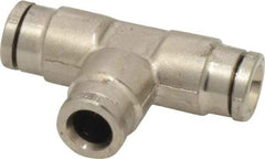 Norgren - 6mm Outside Diam, Nickel Plated Brass Push-to-Connect Tube Union Tee - 260 Max psi, Tube to Tube Connection, Nitrile O-Ring - Benchmark Tooling