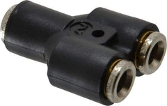 Norgren - 6mm Tube OD, Nickel Plated Brass Push-to-Connect Tube Union Y - Tube to Tube Connection, 260 Max psi, Nitrile O-Ring, 0 to 175°F Working Temp - Benchmark Tooling