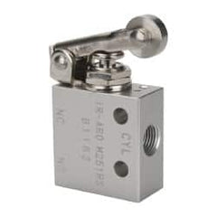 ARO/Ingersoll-Rand - 1/8" NPT Manual Mechanical Valve - 3-Way, 2 Position, Roller Lever/Spring & 0.2 CV Rate - Benchmark Tooling